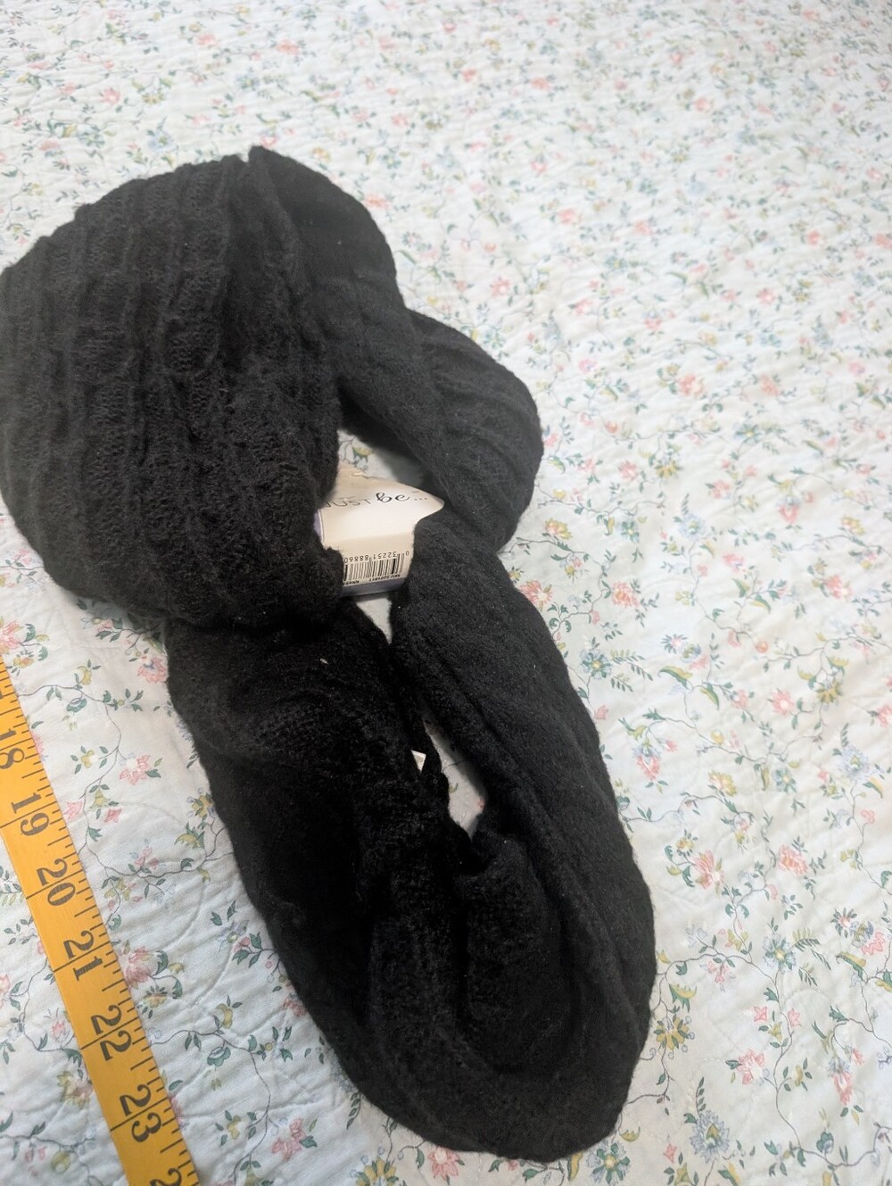 just be Black Knit Infinity Scarf